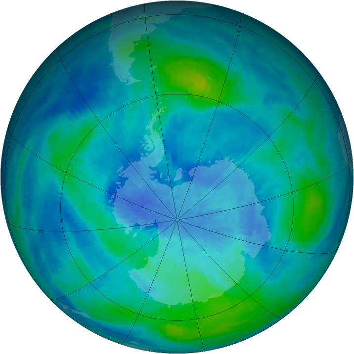 Antarctic ozone map for 17 March 1986